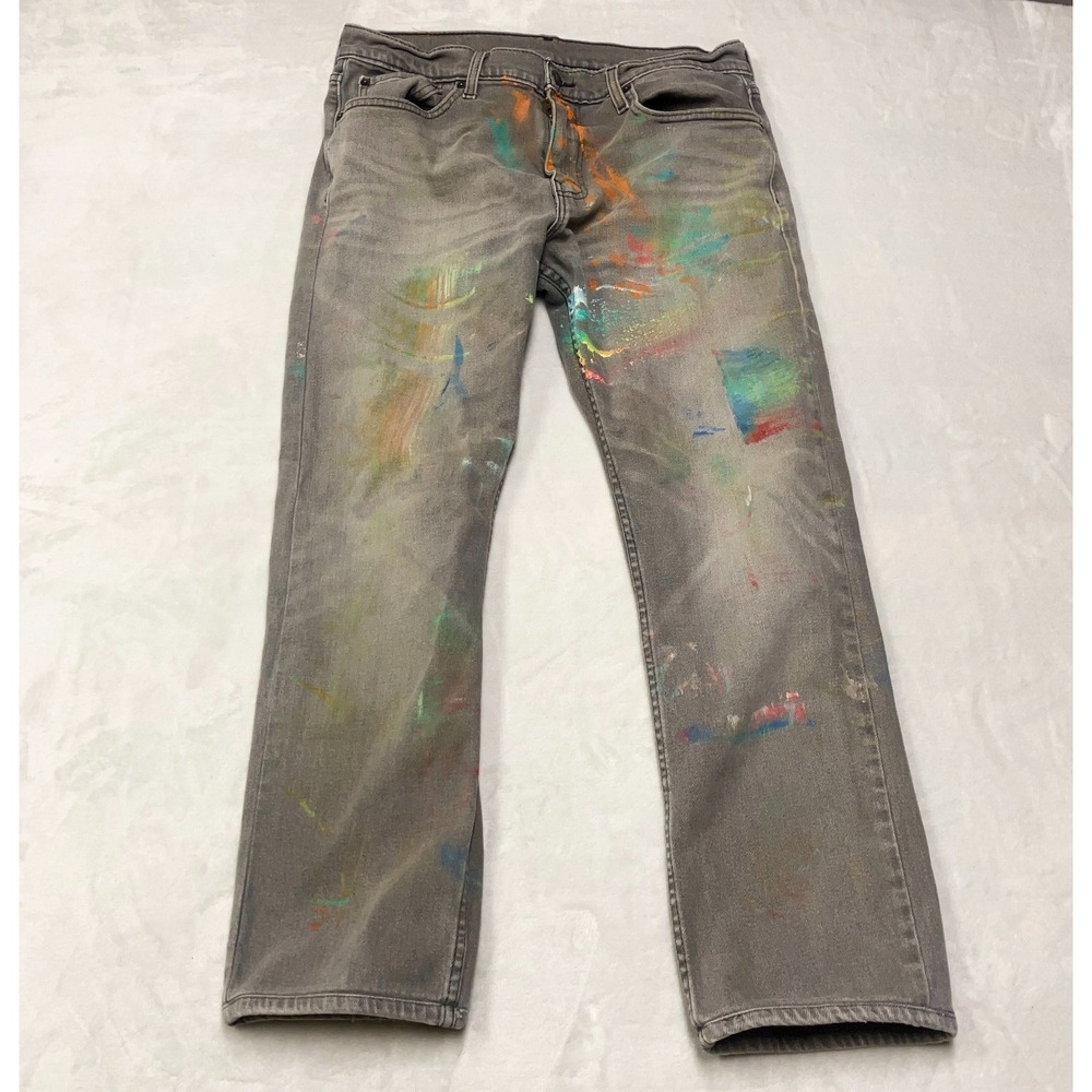 Levi's 65504 Straight Leg Jeans Men‎ 32x29 Gray Upcycled PAINT SPLATTER THRASHED